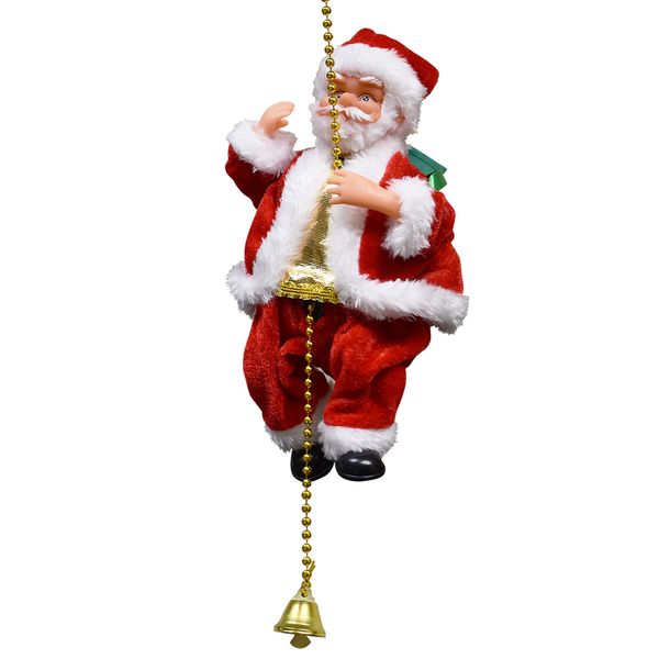 Electric Santa Claus Climbing Rope Musical Hanging Santa Doll for Holiday Decor