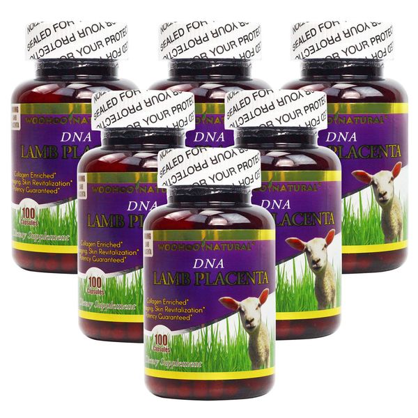 6 x WOHO Natural DNA Lamb Placenta 100 Capsules Fresh Made In USA