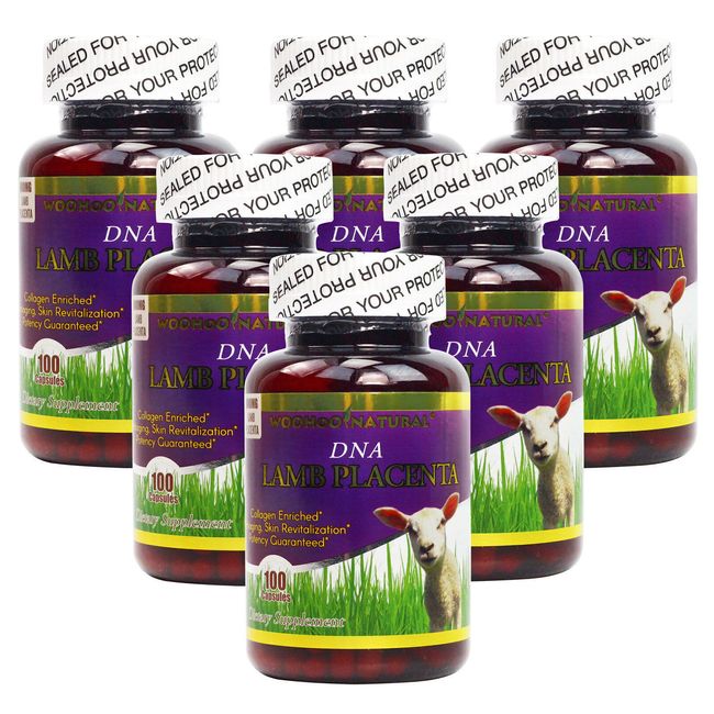 6 x WOHO Natural DNA Lamb Placenta 100 Capsules Fresh Made In USA