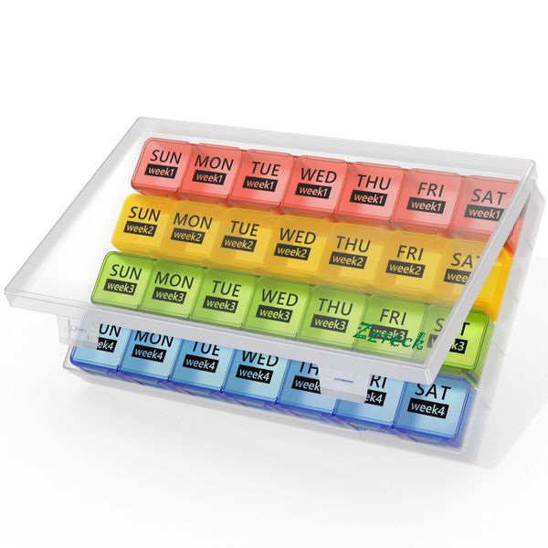 Monthly Pill Organizer 28 Day Pill Box Organized by Week One Month Pill Case CLR