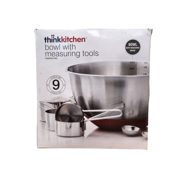 thinkkitchen Stainless Steel Bowl with Measuring Tools, 9 Piece Set