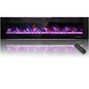 72'' Ultra-Thin Silence Linear Electric Fireplace Recessed Wall Mounted 8h Timer