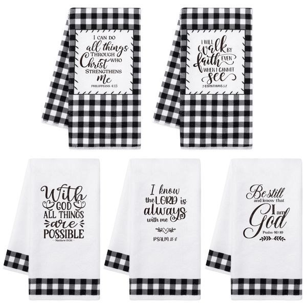 R HORSE Religious Christian Kitchen Dish Towel - Christian Dishcloth Absorbent Dish Tea Towel Bible Verse Scripture Kitchen Towel Bar Hand Dishcloth Christian Gifts for Women Men Housewarming Decor