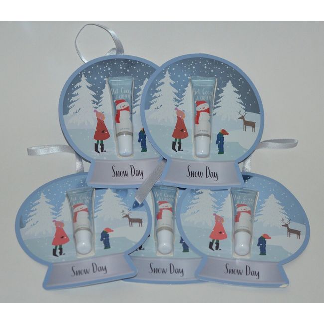 5 BATH & BODY WORKS HOT COCOA CREAM LIP GLOSS GIFT ORNAMENT SNOW DAY GLOBE CARD