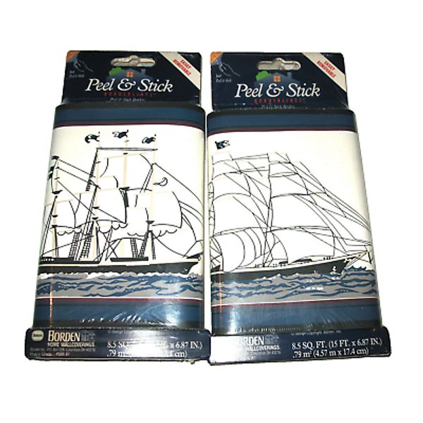 2 VTG SAIL BOAT / SCHOONER BORDEN Wallpaper Border  PEEL & STICK&REUSABLE WL9072