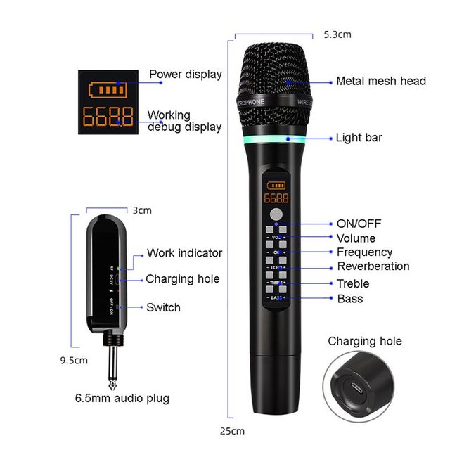 UHF Wireless Bluetooth Microphone Micro Handheld Home Karaoke