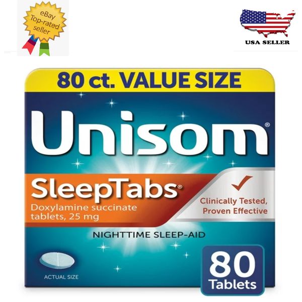 Unisom SleepTabs Doxylamine Succinate Sleeping Pills, Nighttime 25 mg, 80 Tablet