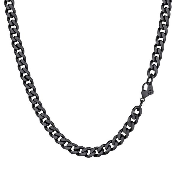 PROSTEEL Herren Collier 51cm schwarz Edelstahl Panzerkette Halskette Hip Hop Link Chain Necklace 6mm breit kubanische Gliederkette Männer Jungen Modeschmuck Accessoire für Geburtstag