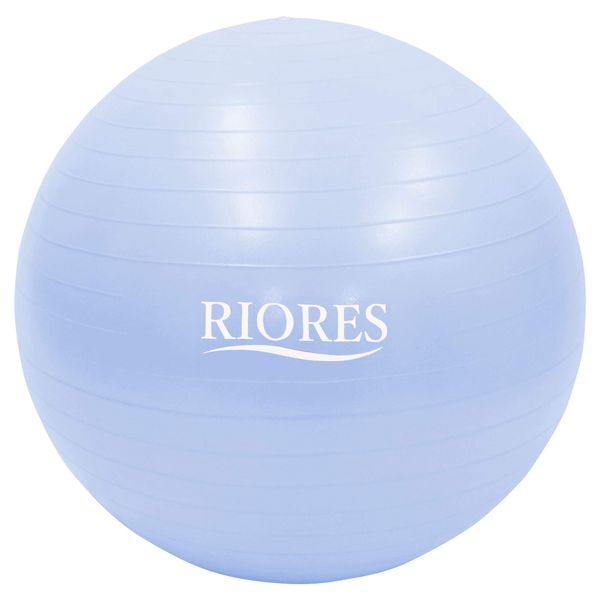 RIORES Balance Ball, 25.6 inches (65 cm), Anti-Burst Type, Includes Foot Pump (Aqua Blue)