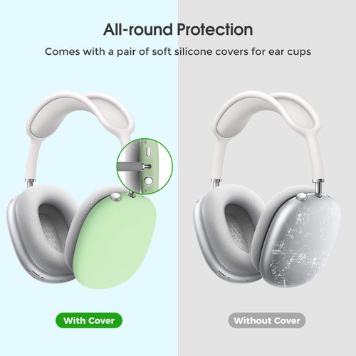ProCase Hard Case for New AirPods Max, Travel Carrying Headphone Case with Silicone Earpad Cover & Mesh Pocket, AirPods Max Protective Portable Storage Bag -Green