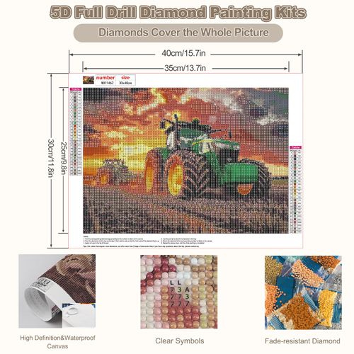 CEOVR Farm Diamond Art Kits for Adults, Tractor Diamond Painting Dots 5D Full Drill DIY Gem Art, Adult Crafts Kits Wall Decor for Home Office 12x16in