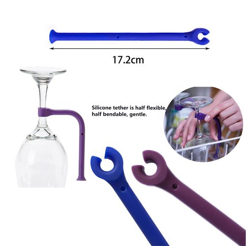 HJYZY 8 pcs Silicone Wine Glass Rack Silicone Dishwasher Attachment Dishwasher Wine Glass Protector Tether (Purple)