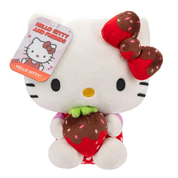 Hello Kitty and Friends 8" Plush with Chocolate Covered Strawberry - Officially Licensed Sanrio Product - Cute Soft Doll Stuffed Animal Toy - Gift for Kids, Girls, Boys & Birthdays