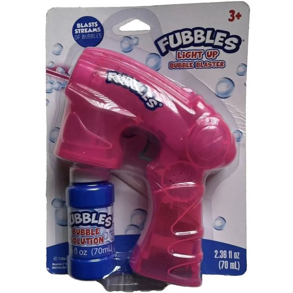 Fubbles Light Up Bubble Blaster & Bubble Solution-Pink-Ages 3+ NEW