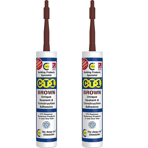 CT1 - Building Sealant & Adhesive Snag Tube for Virtually Any Material (Brown Twin Pack)
