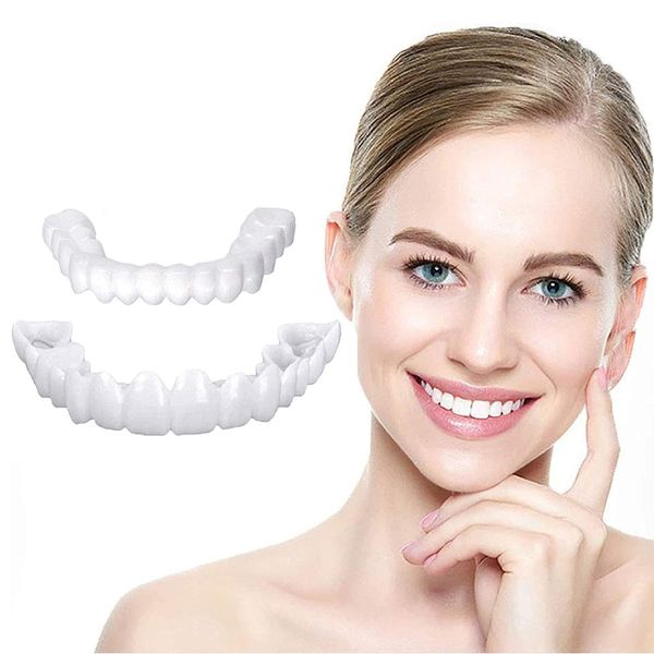 XINMLH Esthetic Teeth Denture Veneer Teeth Top and Bottom False Teeth Box Instant and Confident Smiling Men and Women, 2 Pairs 6*6*3cm Null