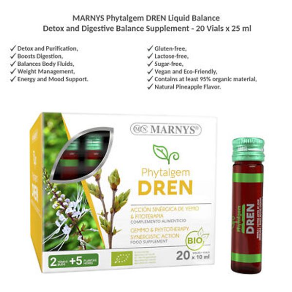 MARNYS Phytalgem DREN Liquid Detox & Fluid Balance Supplement, Vegan 20 Vials