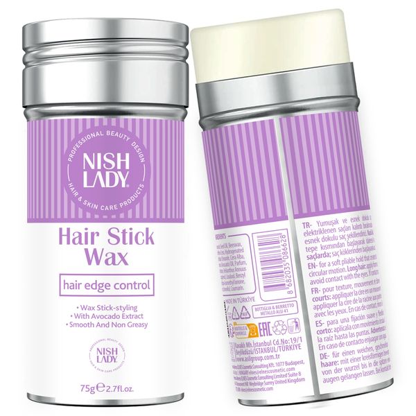 Nishlady Hair Stick Wax - Highly Effective Hair Styling for Precise Edge Control, with Nourishing Avocado Extract, Shiny and Non-Greasy Finish - 75 g