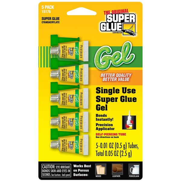 Super Glue Gel - 5 Mini Single Use Tubes