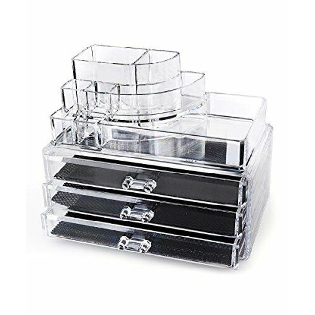 Clear Acrylic Makeup Organizer with 3 Large Drawers - Chest Case Storage Holder