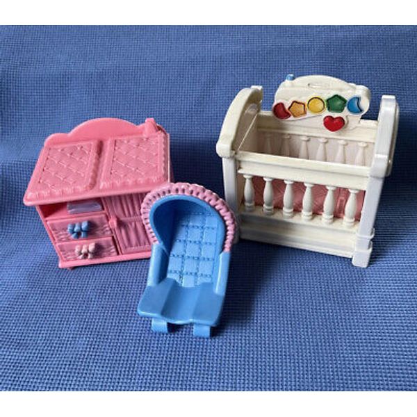 Fisher price loving family dollhouse BABY DOLL CRIB Light Music Changing TABLE