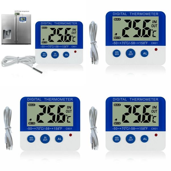 4X Digital Fridge Freezer Thermometer With Temperature Warning Alarm Max Min ℃/℉