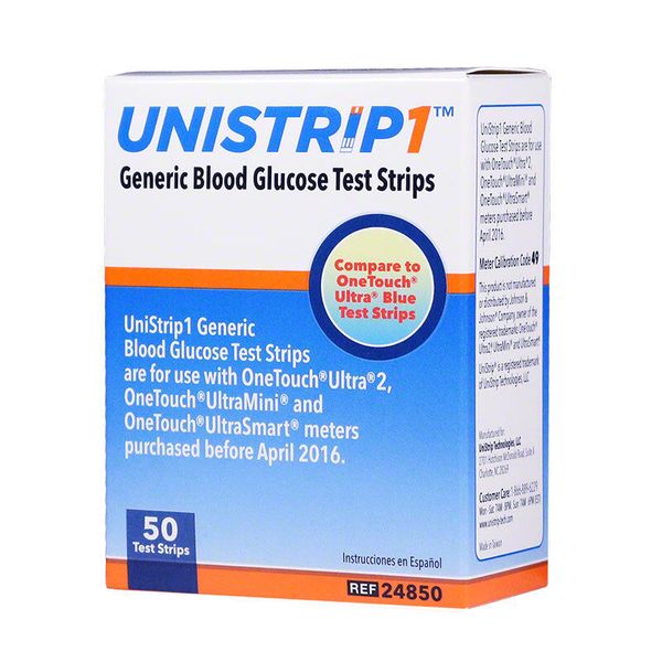 UniStrip 50 Test Strips for Use with Onetouch® Ultra® Meters Exp:10/16/2025