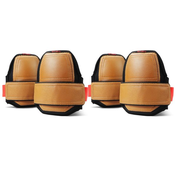 Biviwan 2 Pairs Leather Knee Pads, One Strap Non-slip Knee Pads, Machine Washable, Durable, Gifts for Men,Large Size