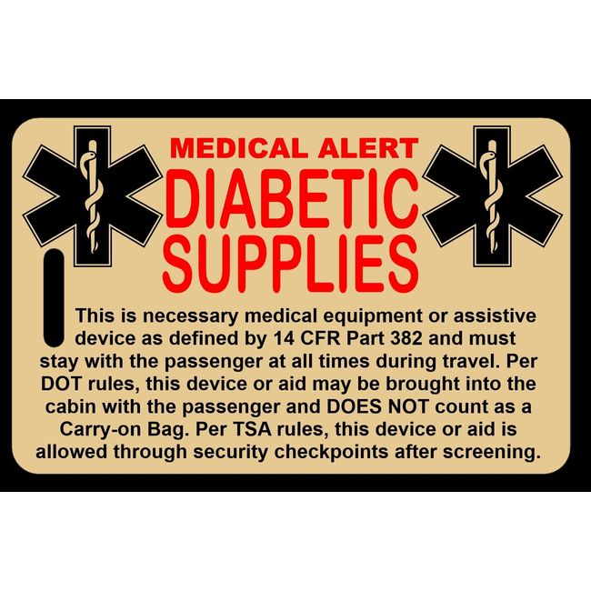 Lo-Viz Tan Carry-On Diabetic Supplies  Bag Tag - TSA