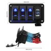 Switch Panel, Waterproof, Boat Switch, 3 Rungs, Car, Boat, Marine, Rocker Switch, Switch Panel Switch, LED Circuit, Rocker Panel, On/Off Switch, LED Voltmeter, Dustproof, Power Socket, USB Socket,
