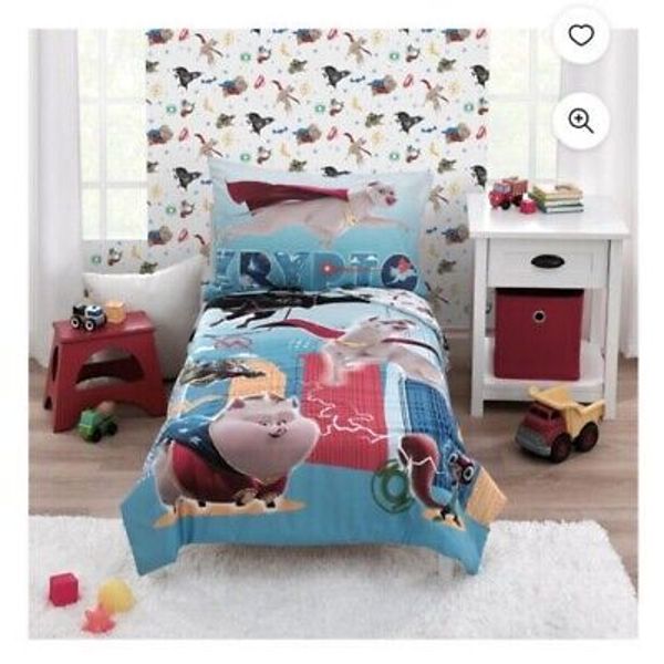 DC League of Superpets 4pc Toddler Bed Set Quilt Pillowcase Fitted/Flat Sheet