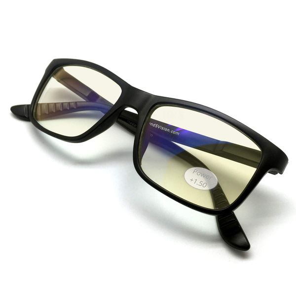 J+S Vision Reading Glasses with Blue Light Shield Coating, +1.50 Diopter