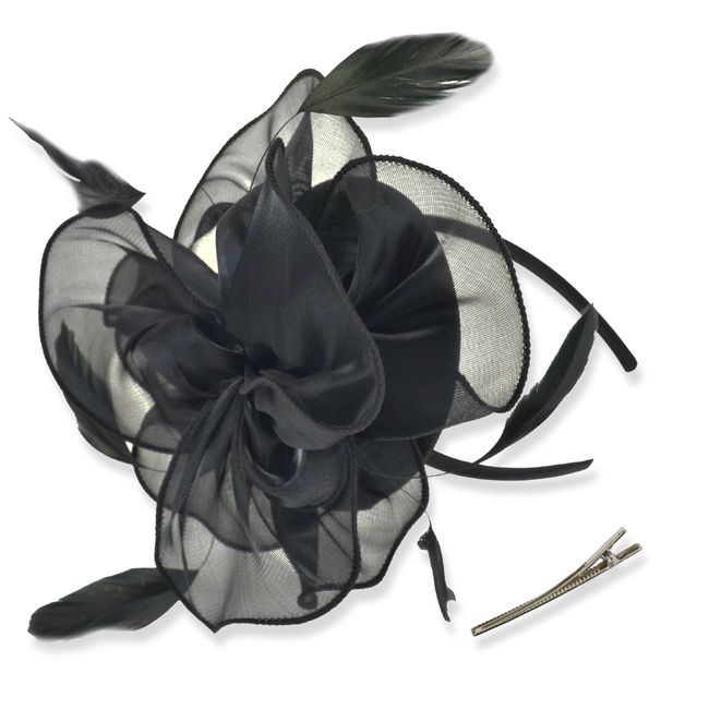 DRESHOW Fascinators Kadınlar için Şapka Kokteyl Çay Partisi Şapkalar Çiçek Örgü Şerit Tüyler Kafa Bandı