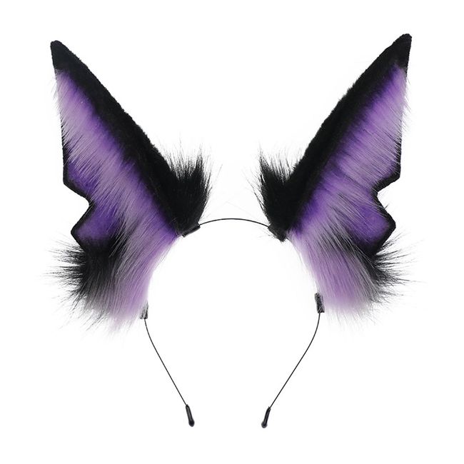 Mxdreoil Anubis Cosplay Jackal Wolf Ears Fox Ears Punk Style Animal Cosplay Ears (Purple)