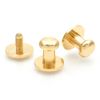 CRAFTMEMORE Solid Brass Ball Head Stud Screw Back Nipple Rivet Studs Button Strap Stopper Leathercraft 10 Pack SCBH (Gold, 6.5 mm)
