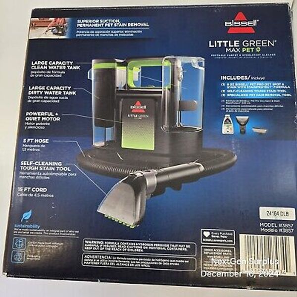 Bissell Little Green Max Pet Portable Carpet Cleaner Model 3857