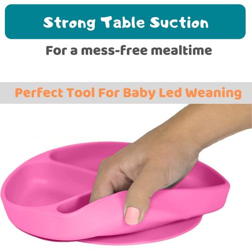 Silikong Suction Plate for Toddlers | BPA Free, 100% Food-Grade Silicone | Microwave, Dishwasher and Oven Safe | Stay Put Divided Baby Feeding Plates