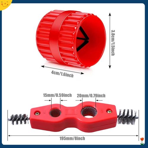 YYwenting 1 Pair Copper Pipe Cleaner And Reamer Set 4 In 1 Pipe Deburring Brush Cleaner Tool Pipe Deburring Brush for PVC PPR Copper Brass Aluminum Pipes (Set 1)