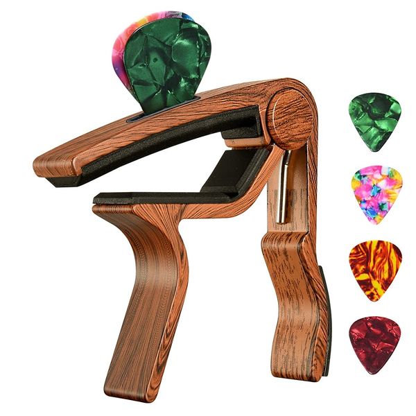 Guitar Capo, with Pick Holder Capo and Pick for Acoustic Electric Guitar,Ukulele