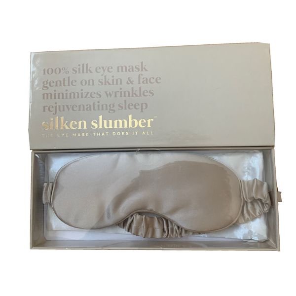 Silken Slumber Eye Love 100% Silk Eye Mask Minimizes Wrinkles Champaigne NEW $45