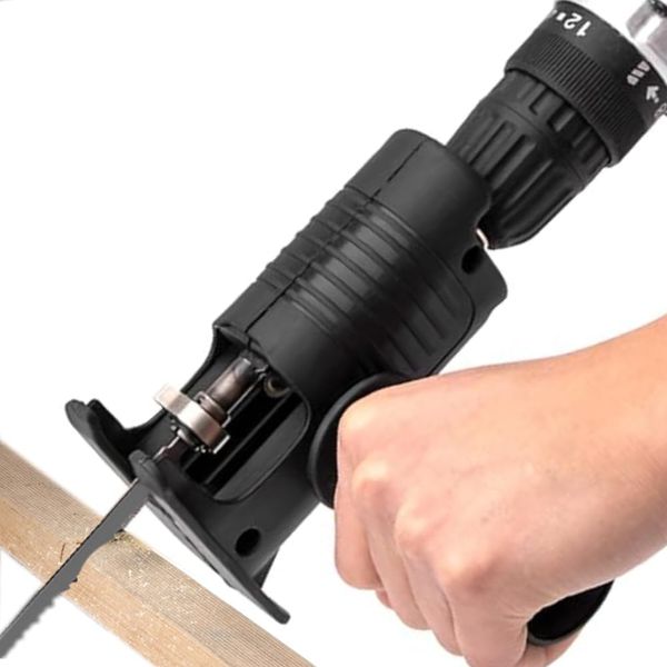 Uadme Reciprocating Saw Attachment Set, Reciprocating Saw Attachment Kit for Cordless Drill, with 3 Different Shrink Reciprocating Saw Blades, Triangular Connection Shaft, Better Cutting Results