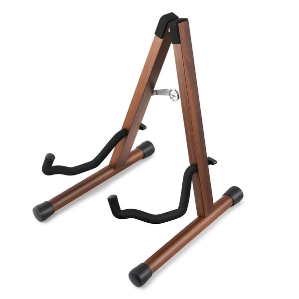 Donner Wood Guitar Stand, Acoustic Electric Wooden Guitar Floor Stand, A Frame Folding Guitar Holder Adjustable for Bass, Cello, Mandolin, Banjo, Ukulele