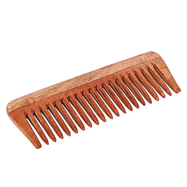 SVATV Handcrafted Neem wood Comb For Detangling Hair For Thick, Curly And Wavy Hair, Non-static And Eco-friendly With Wide Tooth For Grooming Hair Comb - (N-48)