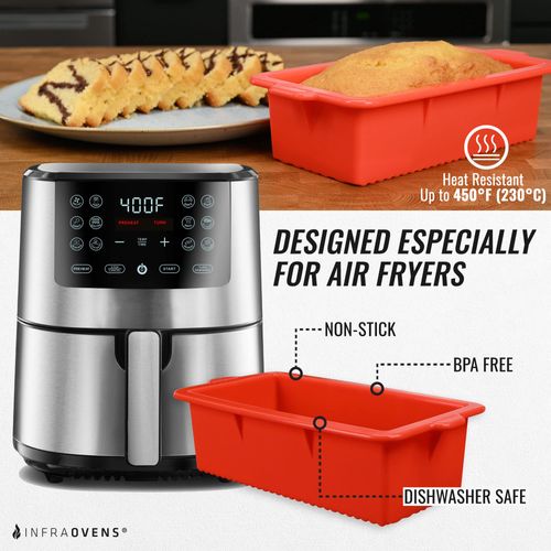 Air Fryer Silicone Loaf Pans for Baking, Non-Stick Bread Cake Pan, 7.5 inch Airfryer Bakeware Sets, Meatloaf Brownie Corn, Fits Instant Pot, Ninja Foodi, Cosori, Chefman, Power XL, Dash, BPA Free