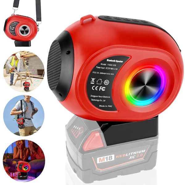 Wireless Bluetooth Speaker Portable HIFI Speaker For Milwaukee 18V Liion Battery