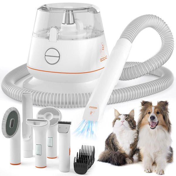 Gooad Dog Hair Vacuum & Pet Grooming Vacuum, Dog Grooming Kit. Low Noise