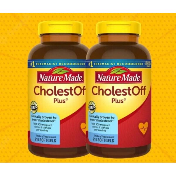 2 Pack Nature Made CholestOff Plus 900 mg 210 (EACH) Softgels Lower Cholesterol