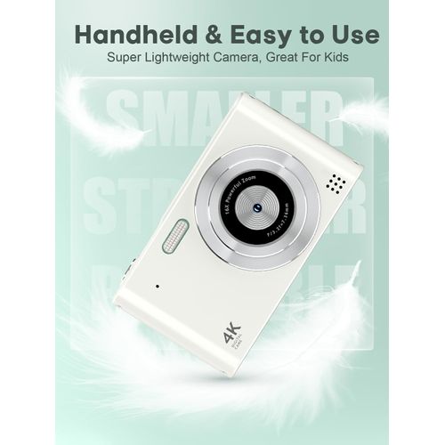 2025 Digital Camera, Kids Camera, Vlog Camera with 64GB Card, Lanyard, 16X Zoom Anti Shake, Card Reader, 44MP Compact Portable Small Point Shoot Camera Gift for Kid Student Children Teen Girl Boy