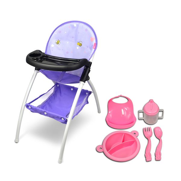 Anivia Baby Doll High Chair, Toy High Chair for Baby Doll, Baby Toy Highchair Doll Chair, Baby Doll Accessories, Baby Doll FurnitureBring a Feeding Tray（Purple）…