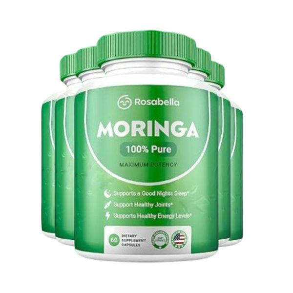 5-Pack Rosabella Moringa Capsules for Immune Support & Gut Health (300 Capsules)